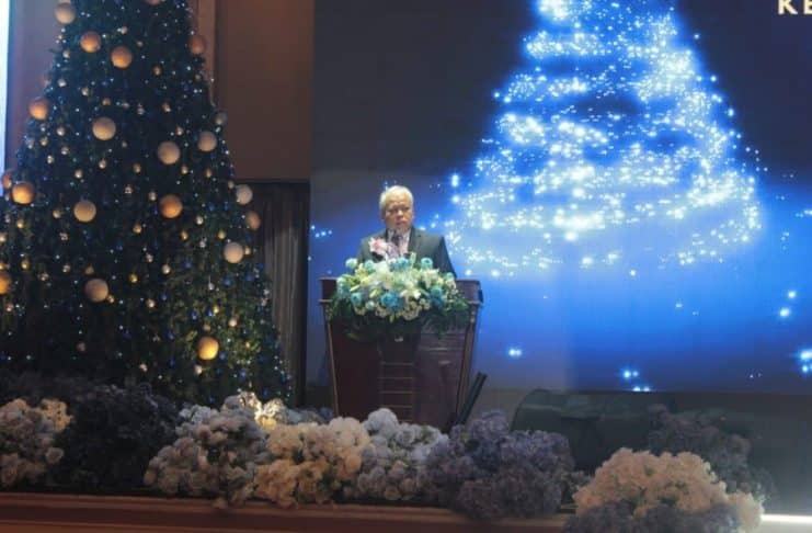 Teks Foto : Kajati Dr.Harli Siregar, SH,M.Hum saat memberikan kata sambutan di perayaan natal Kejaksaan Tinggi Sumatera Utara, di Regale Internasional Convention Center Medan.
